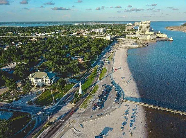 Biloxi coastline and marshland on the Mississippi Gulf Coast