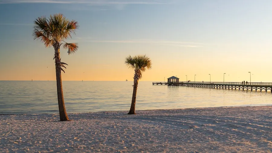 Ocean Springs beach at sunset, Mississippi Gulf Coast