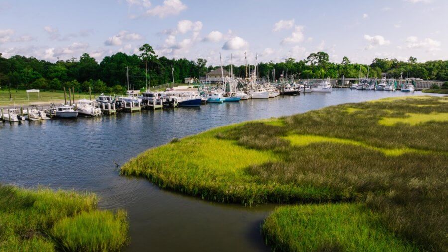 Ocean Springs harbor and waterfront on the Mississippi Gulf Coast